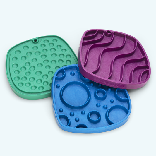 Waves Feast Mat slow feeder side with a raised wave pattern to slow eating