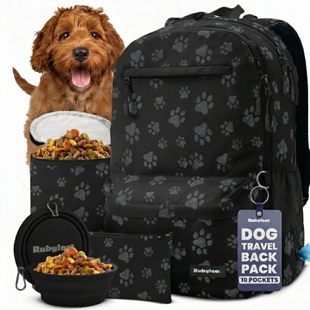 Paw print dog travel backpack for everyday pet outings