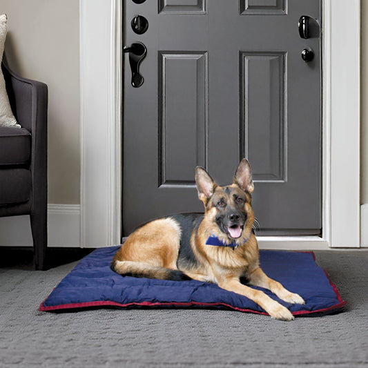 Washable dog crate mat with easy-care fabric for regular cleaning