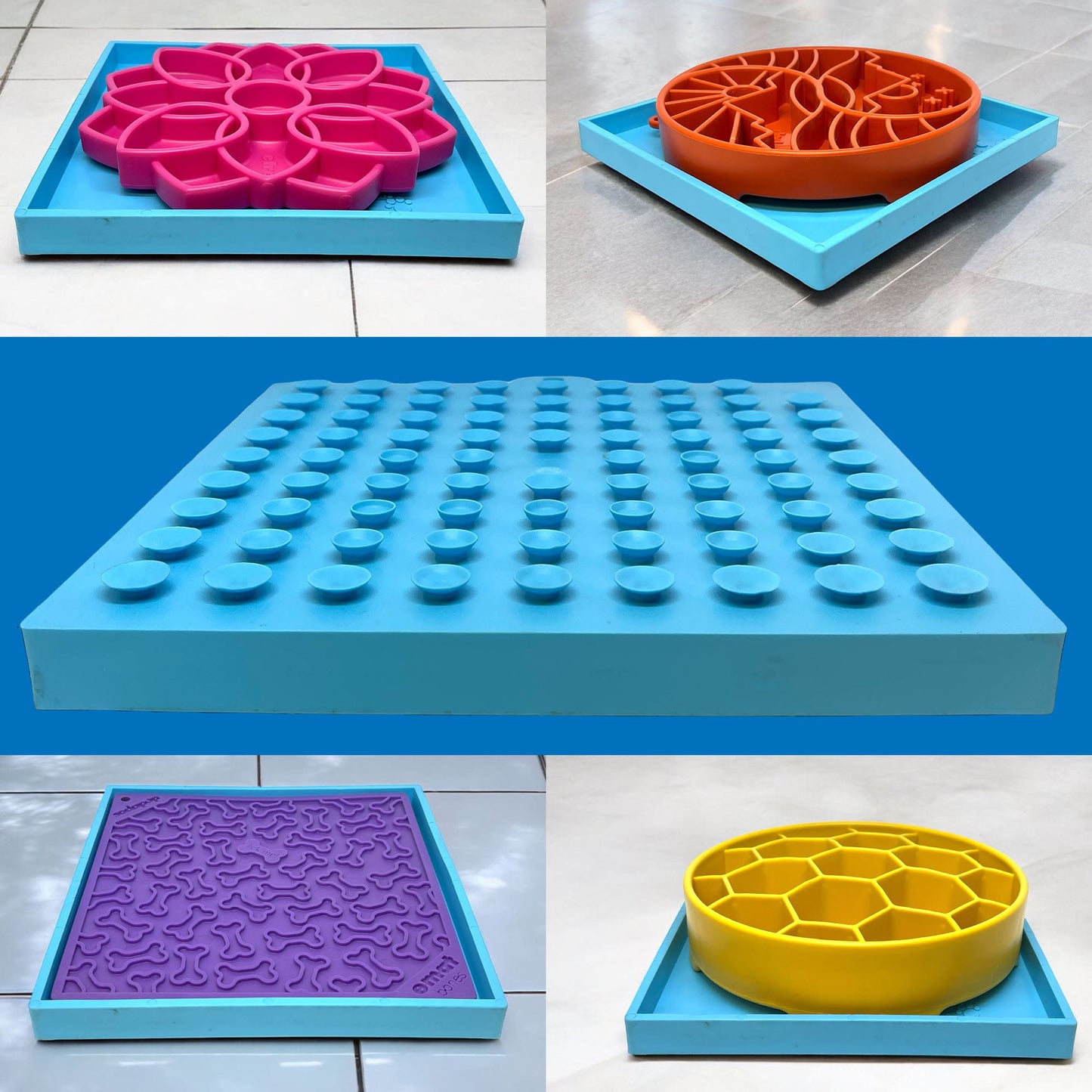 Multiple views of the Hold 'em suction cup holder for lick mats