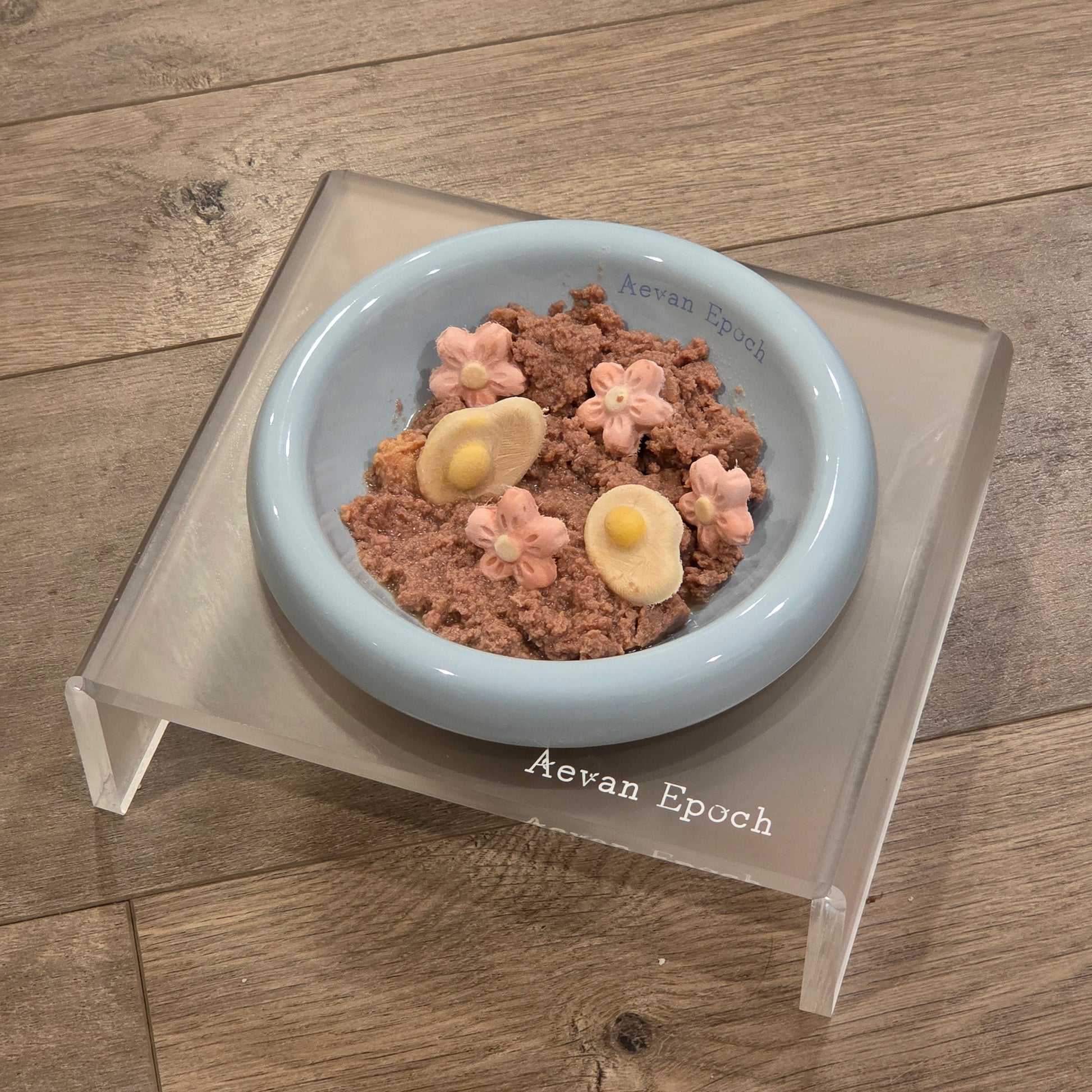 Aevan Epoch acrylic pet bowl stand offered in multiple height options