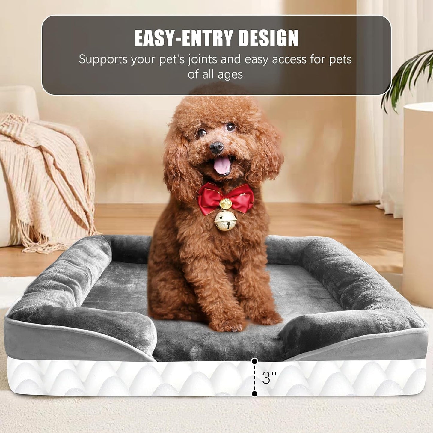 Bolstered dog sofa bed for comfortable everyday resting