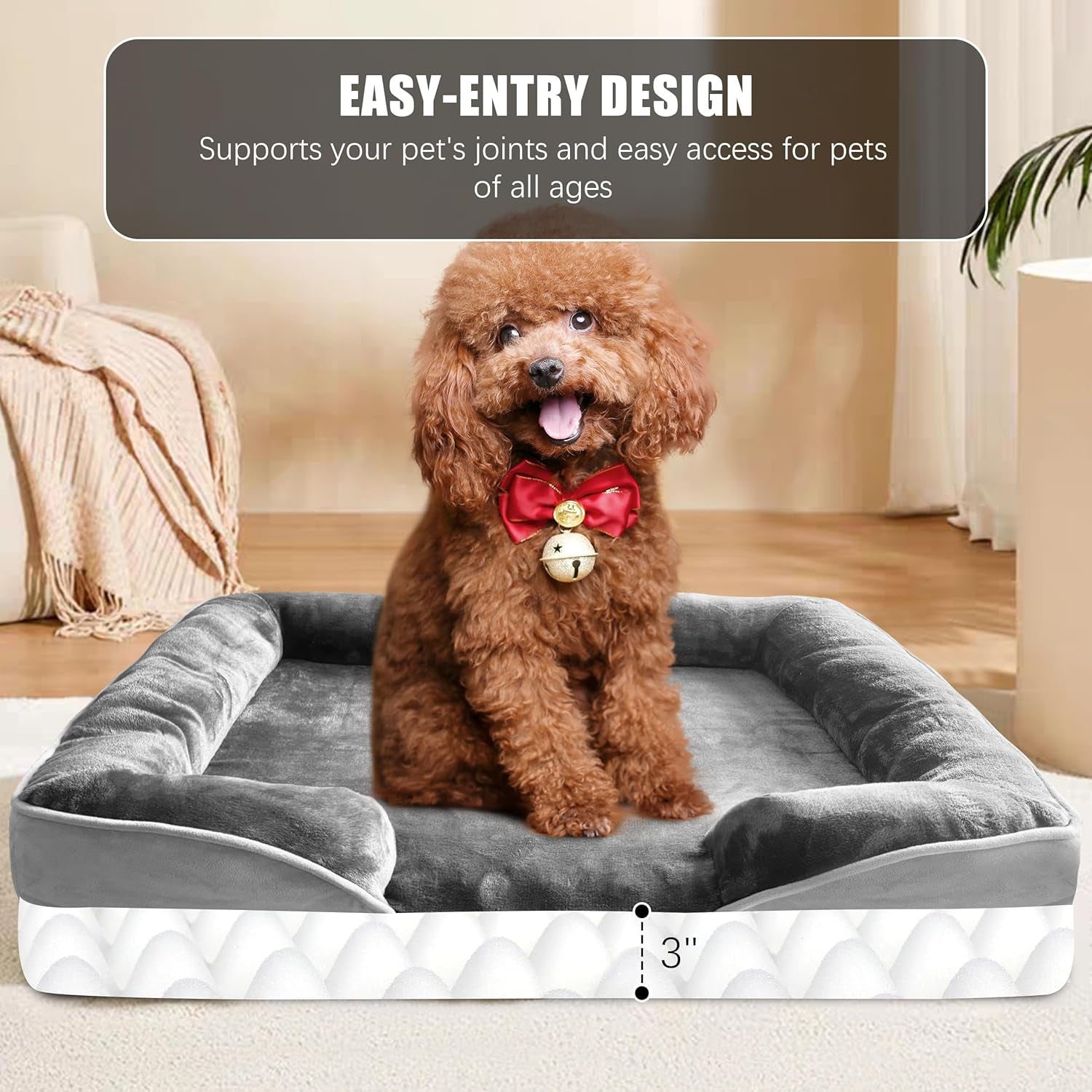 Bolstered dog sofa bed for comfortable everyday resting