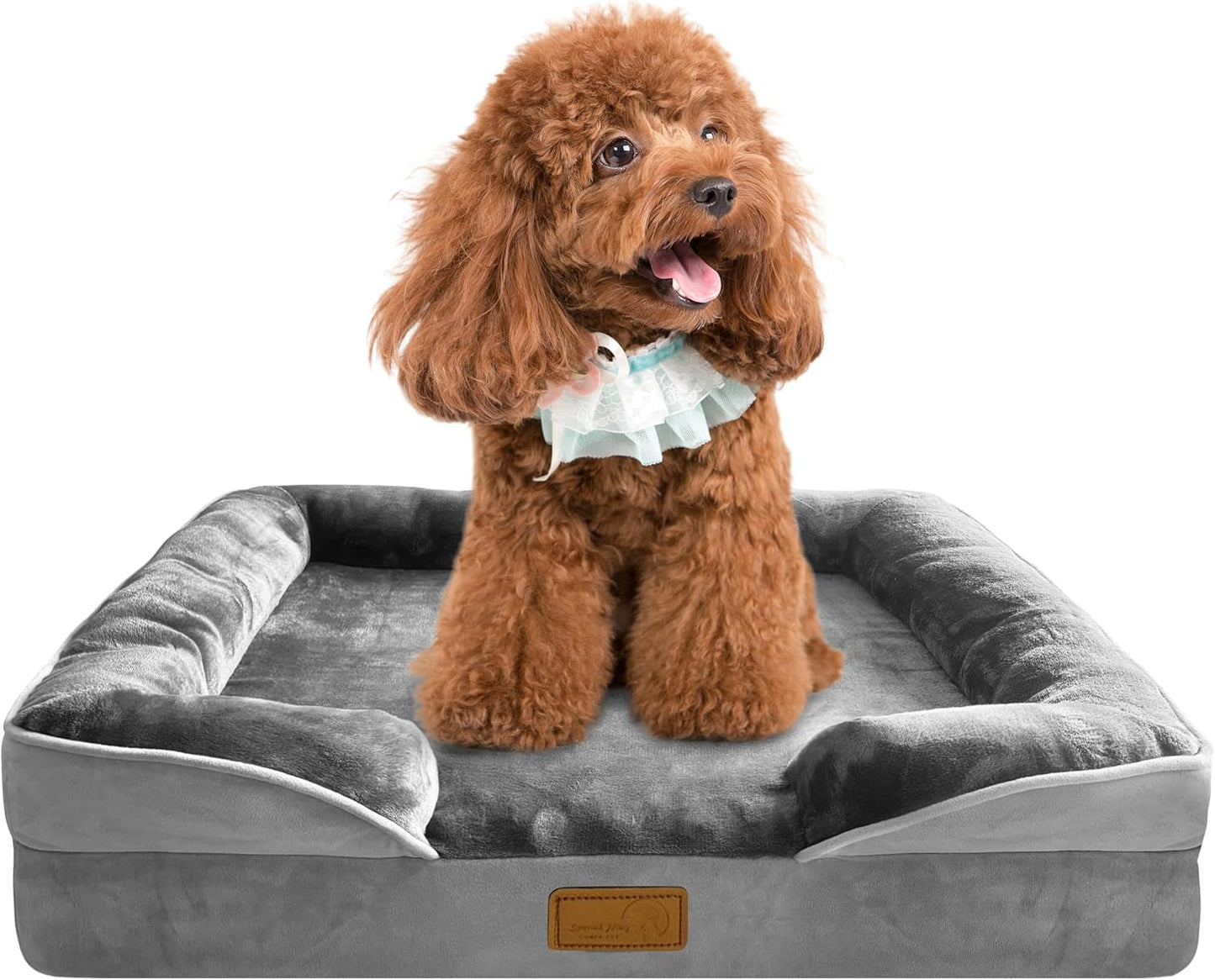Dog sofa bed with a removable, machine-washable cover