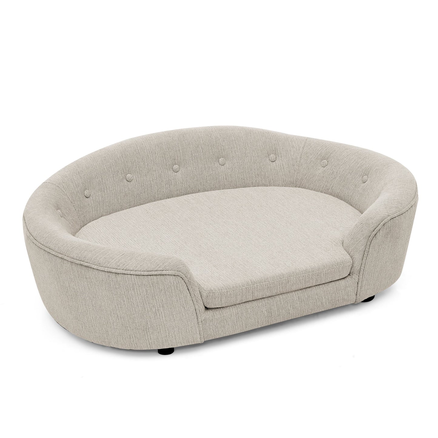 Oversized Oval Semi-Enclosed Dog Sofa — Beige