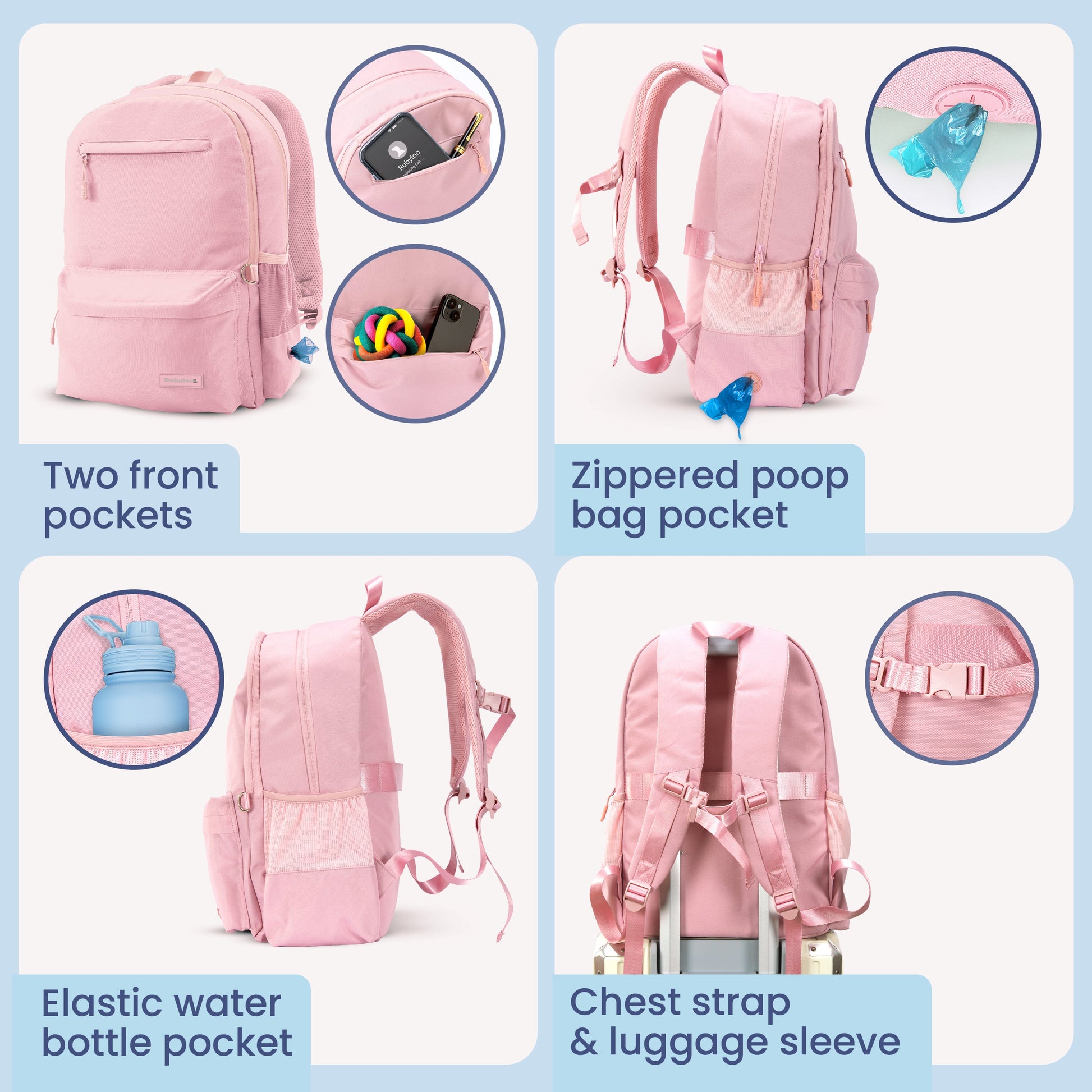 Pink dog travel backpack selected by LAVORA for Home Organization