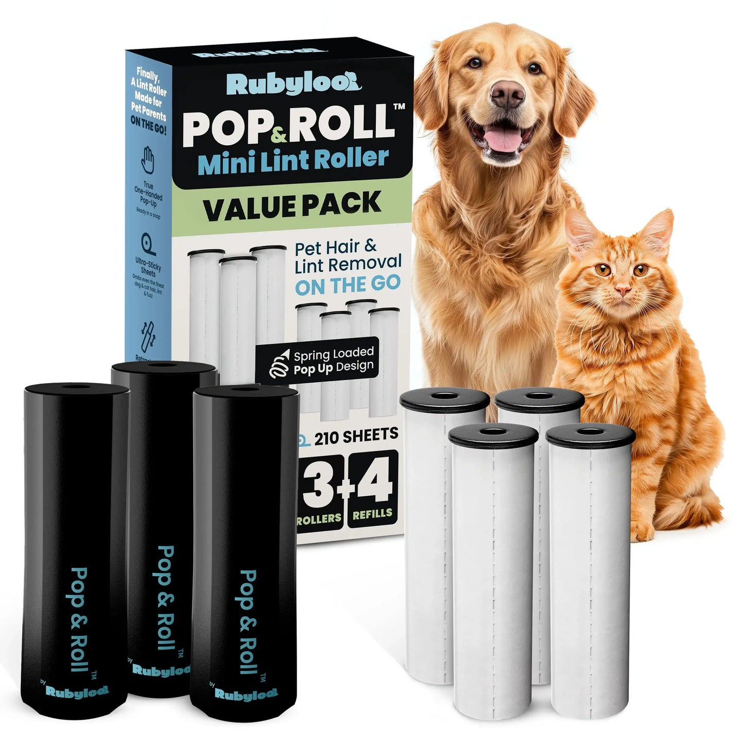 Rubyloo mini lint roller pack with additional refills