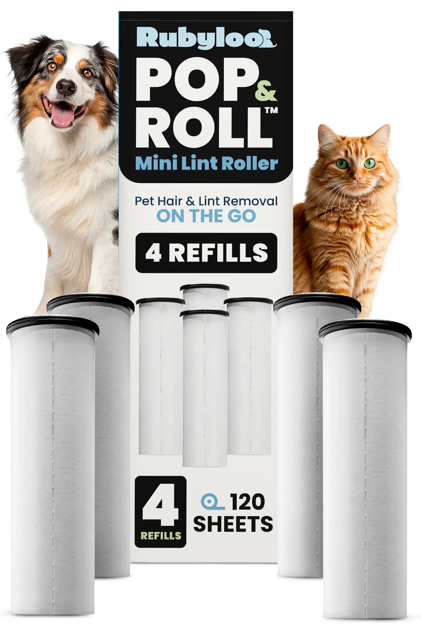 Mini lint roller with four refills for extended everyday use