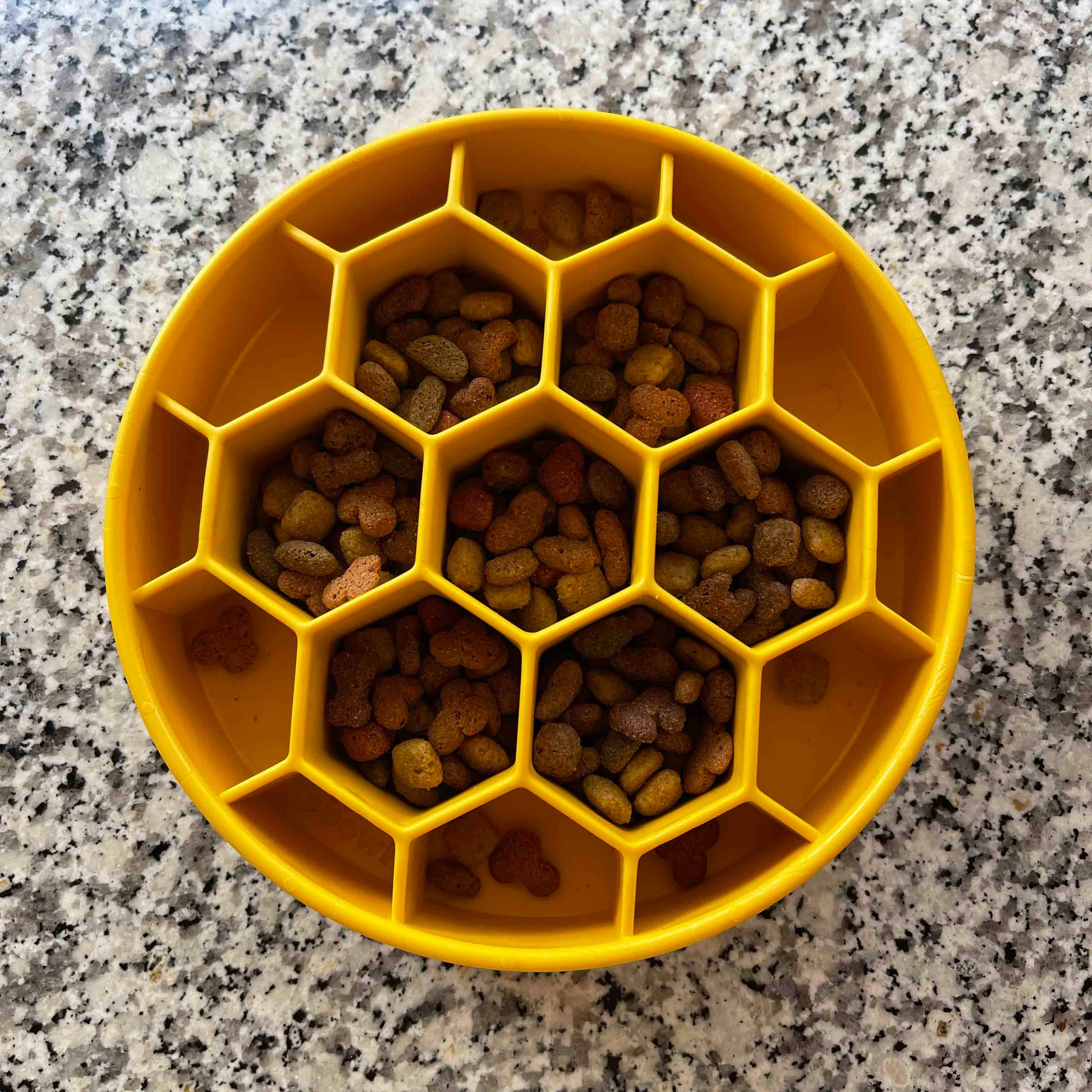 Dishwasher, freezer, and microwave safe honeycomb slow feeder bowl