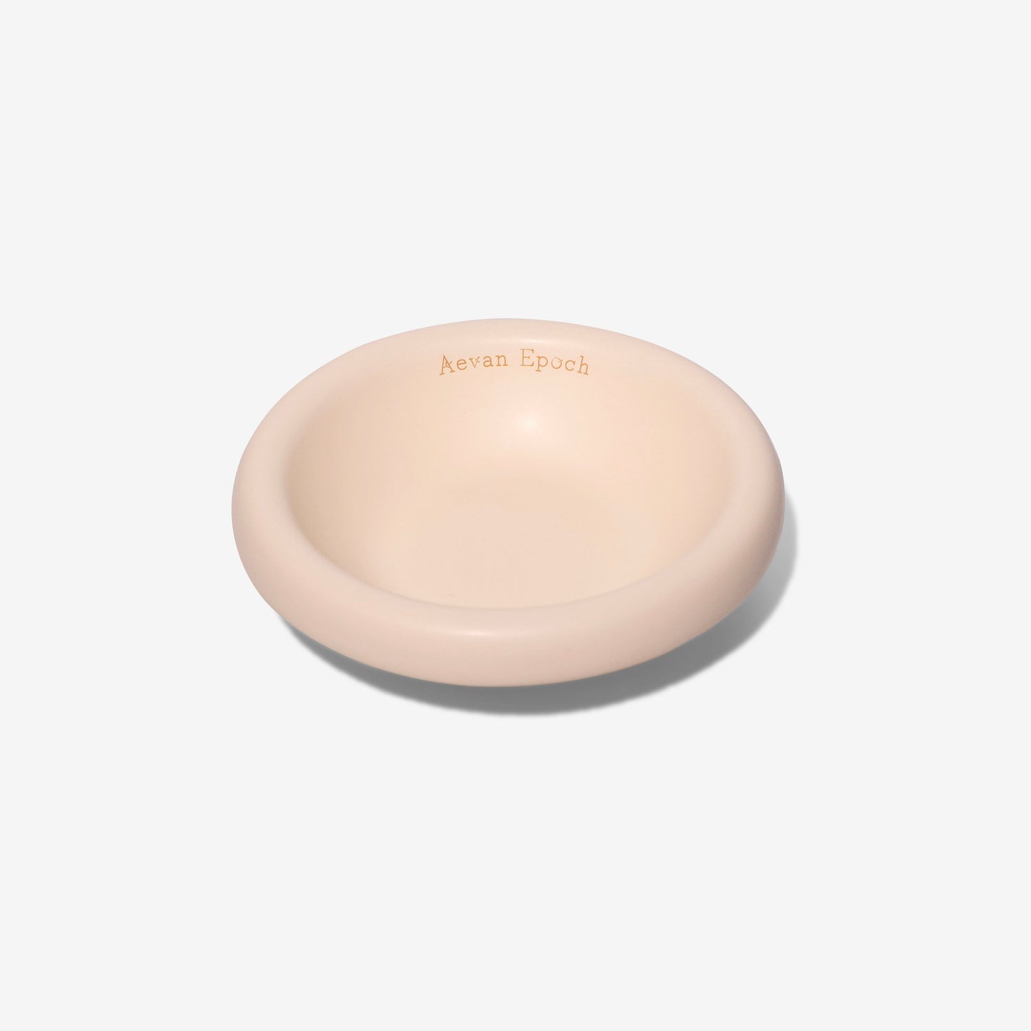 Round beige Aevan Epoch stoneware pet bowl for food or water use
