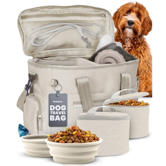 Rubyloo dog travel bag for supplies in beige, selected by LAVORA