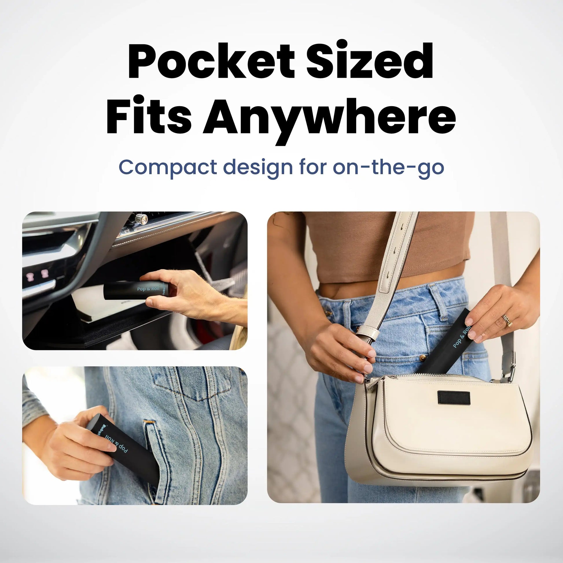 Portable lint roller for pet hair on jackets, cushions, and car seats