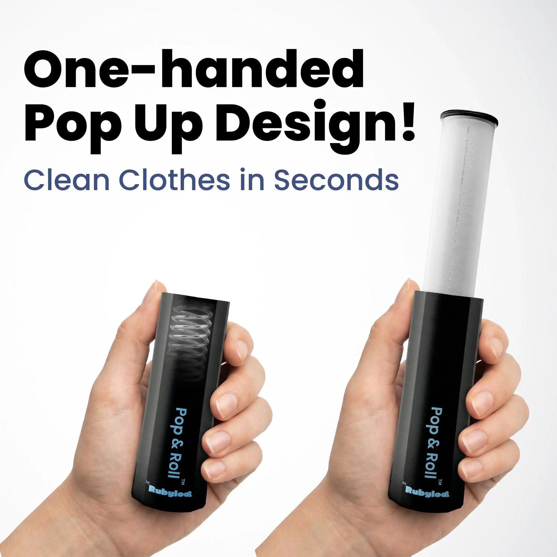 Mini lint roller used to lift pet hair from fabric surfaces