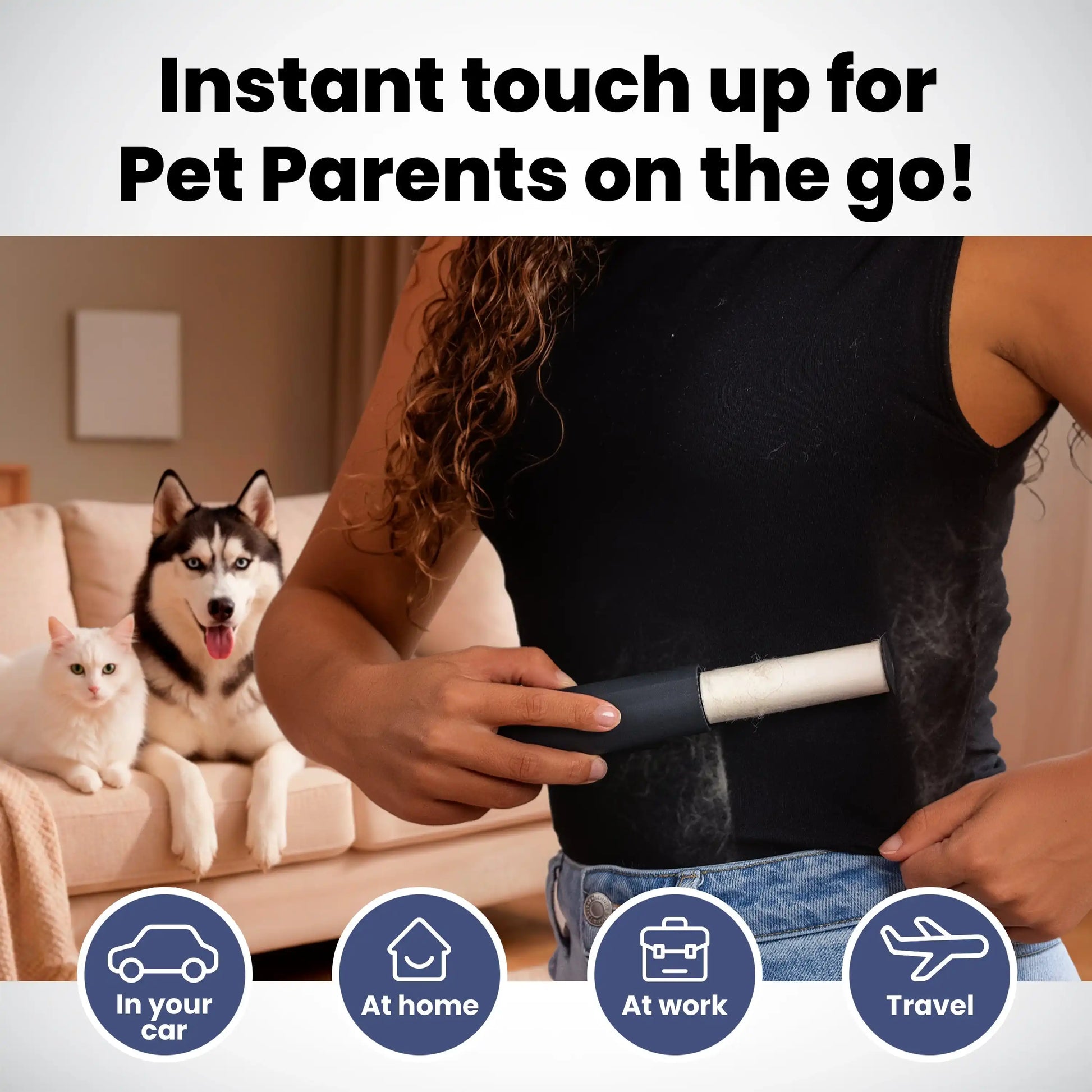 Refillable mini lint roller for everyday pet hair removal