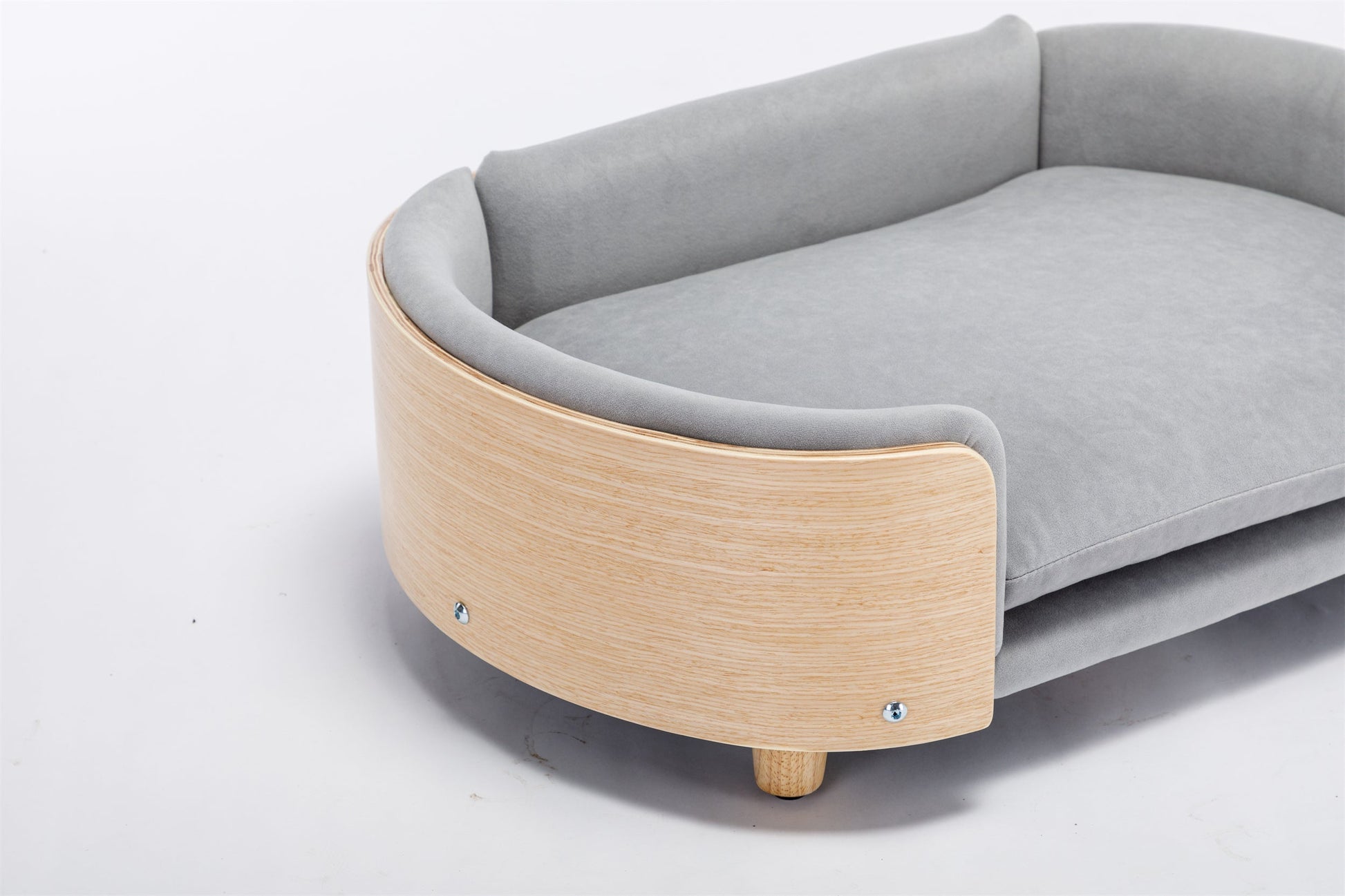 Scandinavian elevated pet bed with a soft cushioned top