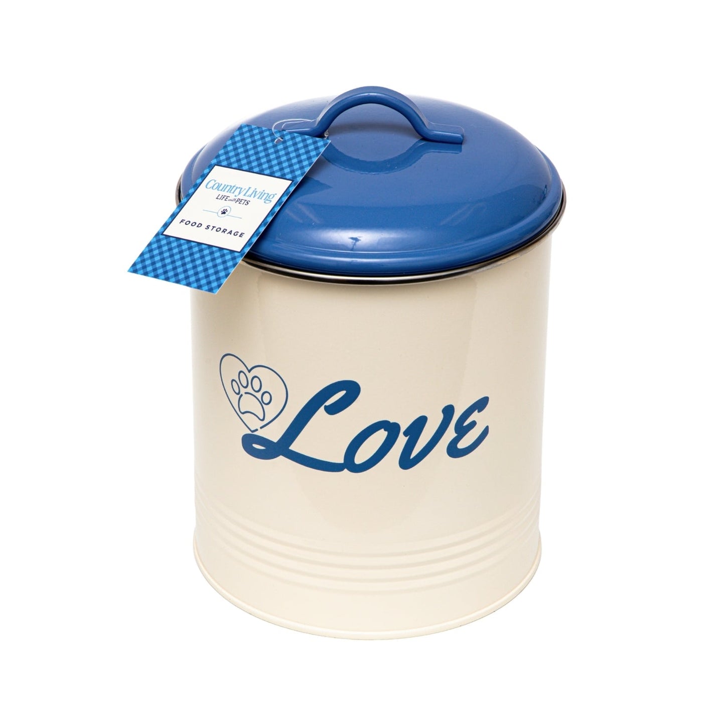 Country Living Set of 3 Pet Treat Storage Canisters – French Blue Lid