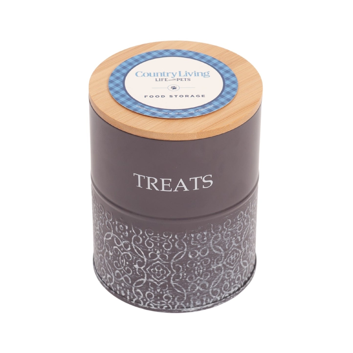 Country Living Dog Treat Canisters – Set of 2 Carbon Steel Jars with Bamboo Lids