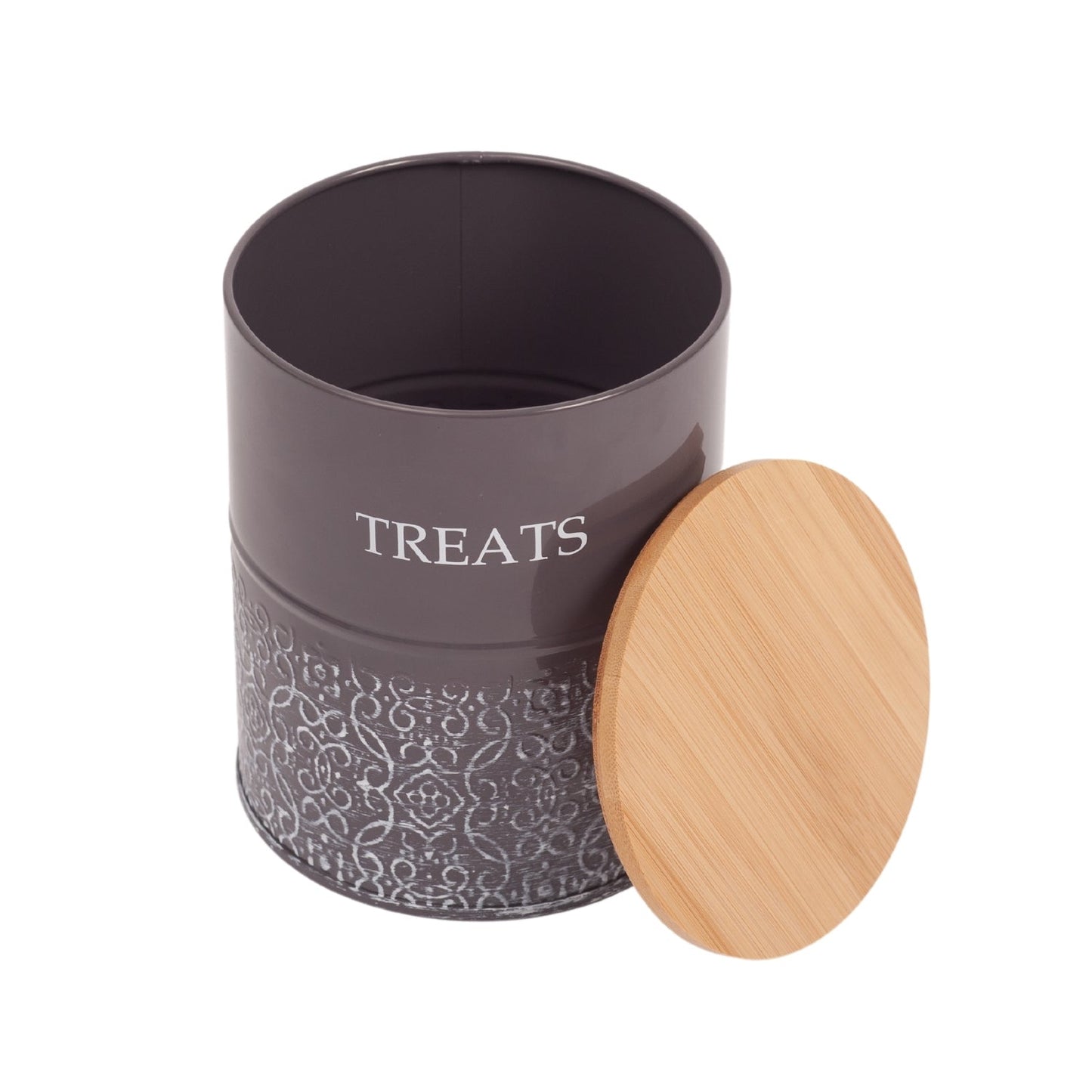 Country Living Dog Treat Canisters – Set of 2 Carbon Steel Jars with Bamboo Lids