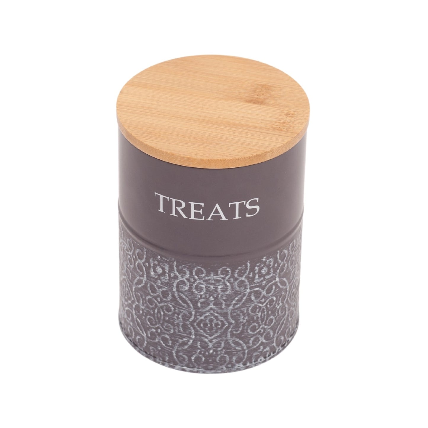 Country Living Dog Treat Canisters – Set of 2 Carbon Steel Jars with Bamboo Lids