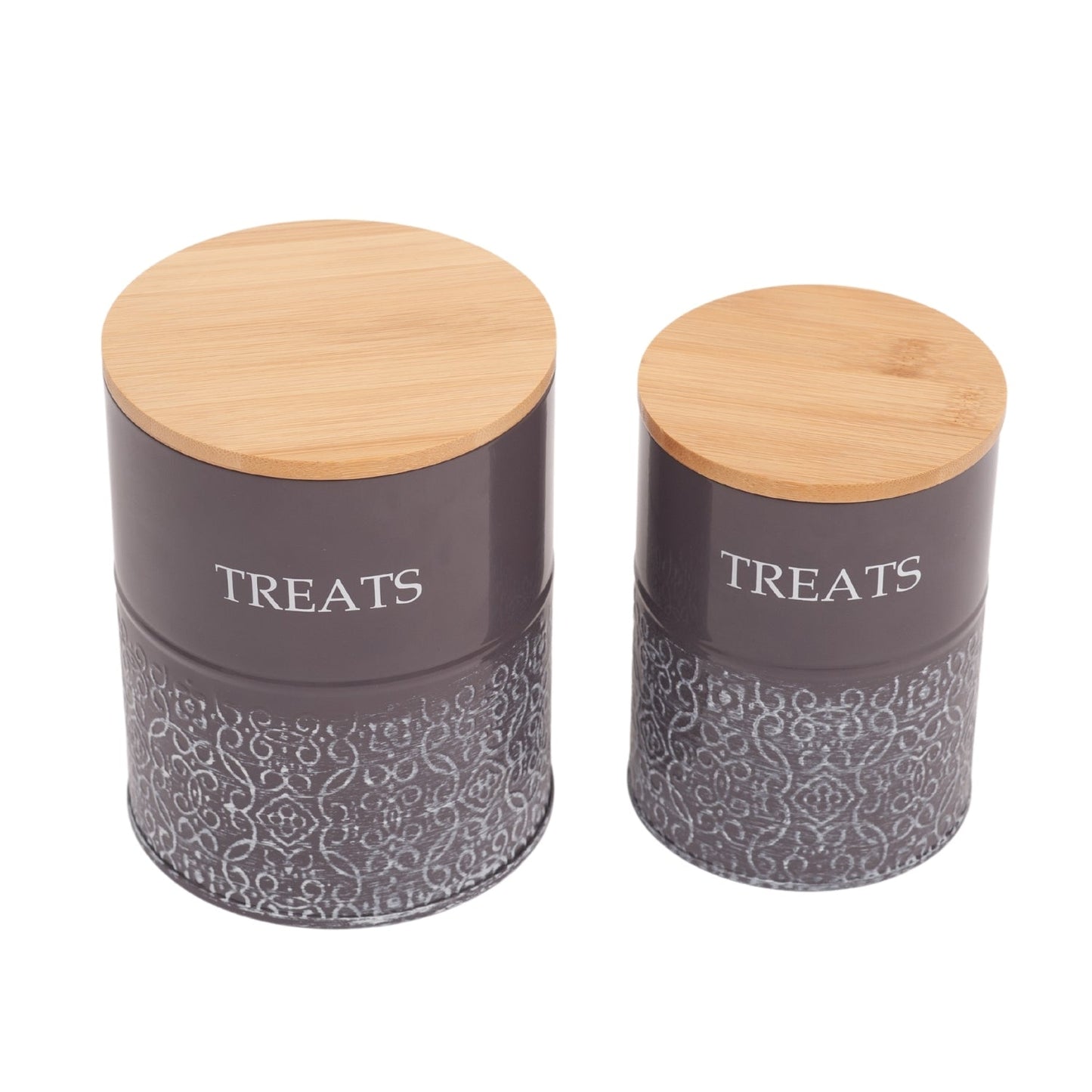 Country Living Dog Treat Canisters – Set of 2 Carbon Steel Jars with Bamboo Lids