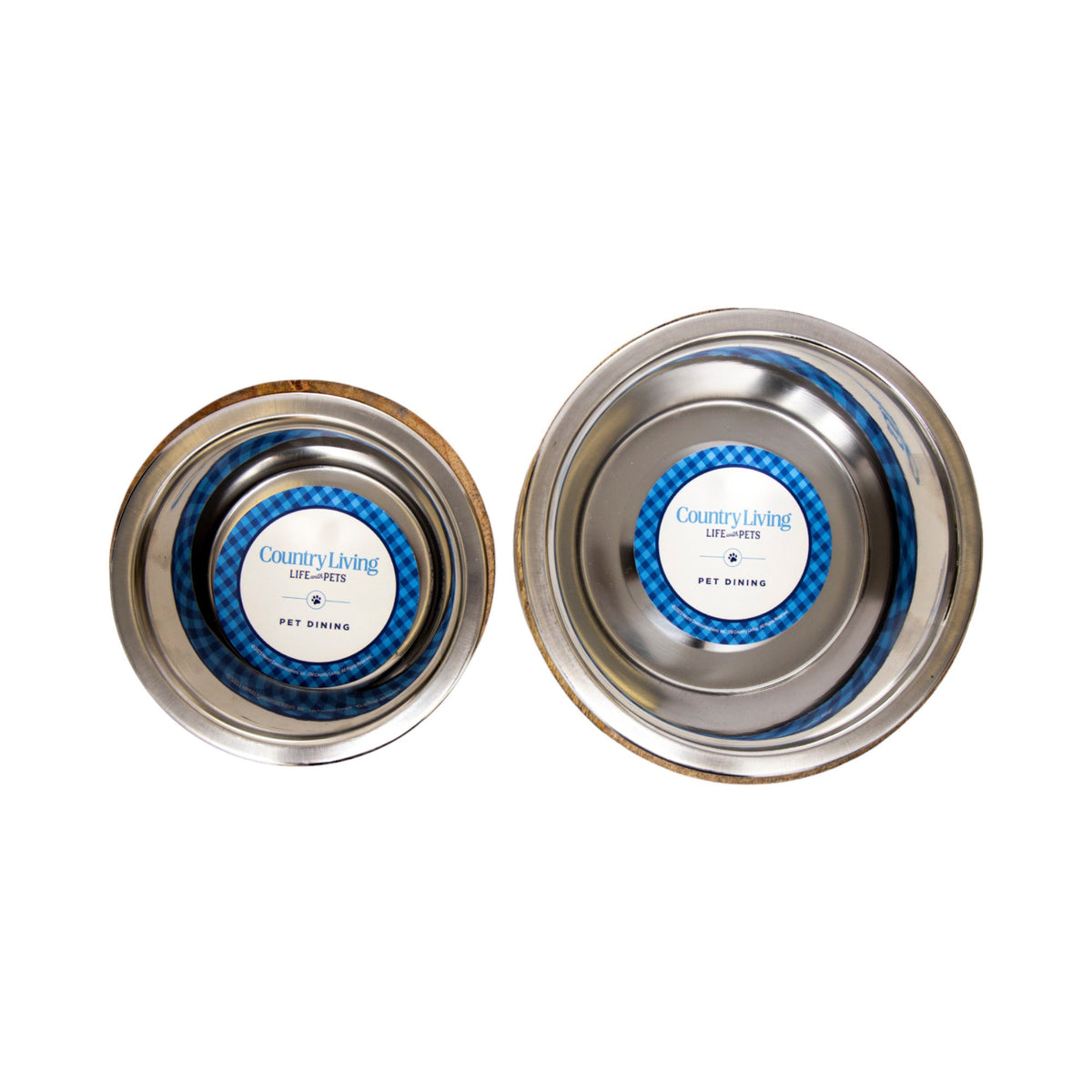 Country Living Stainless Steel Dog Bowl with Mango Wood Holder