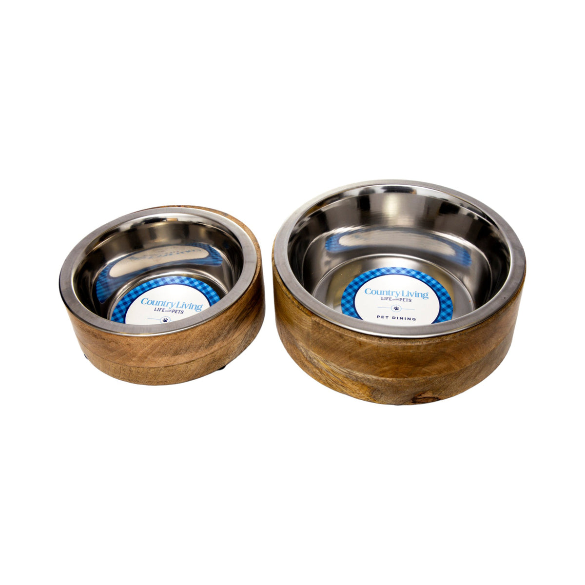 Country Living Stainless Steel Dog Bowl with Mango Wood Holder
