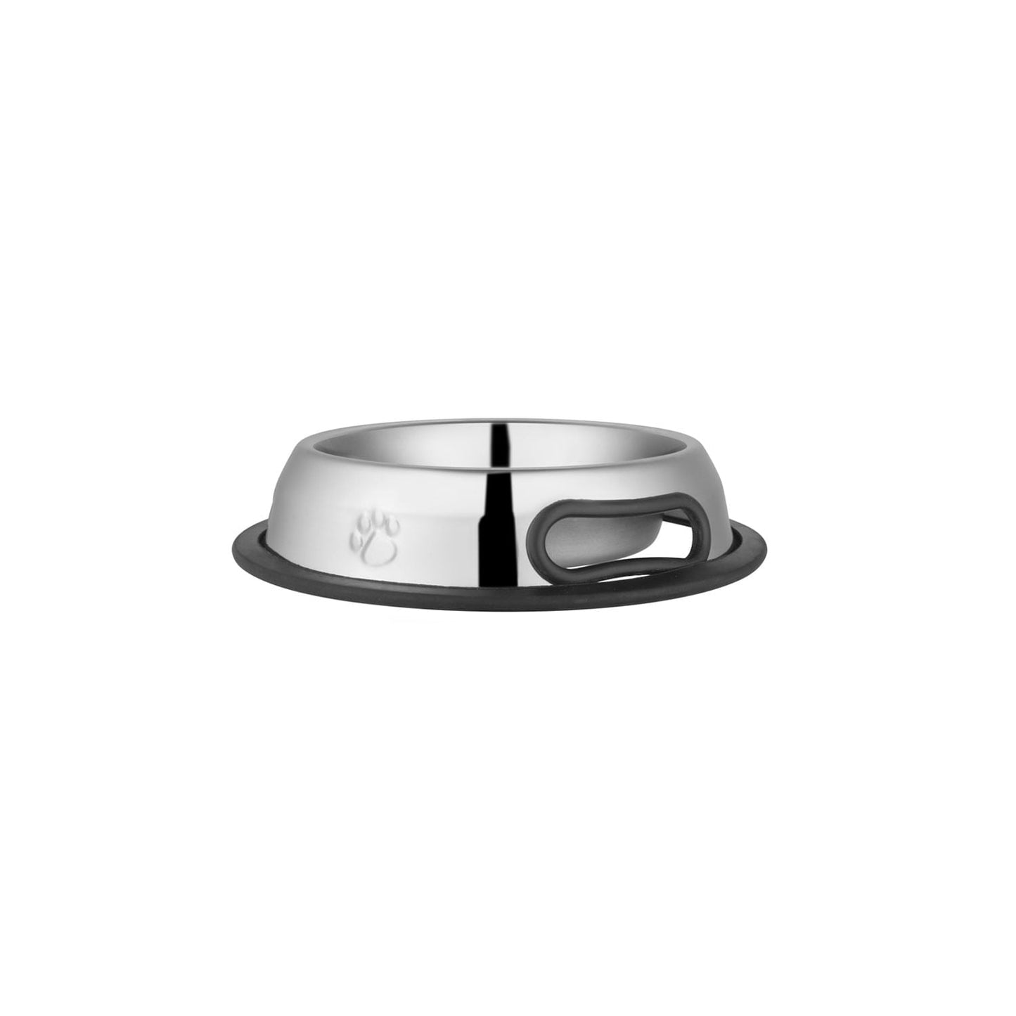 Embossed no-tip stainless steel pet bowl with an anti-skid base