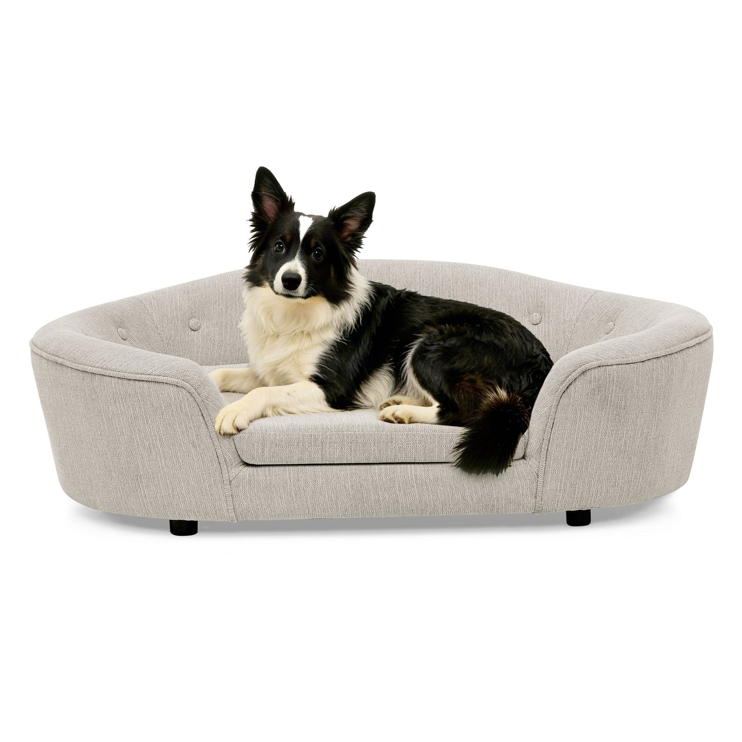 Oversized Oval Semi-Enclosed Dog Sofa — Beige