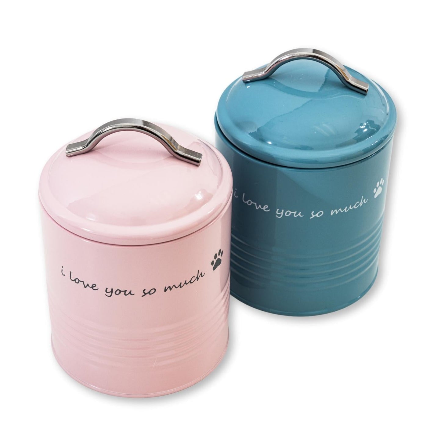 I Love You So Much Dog Treat Canister Gift Set – Pink & Blue