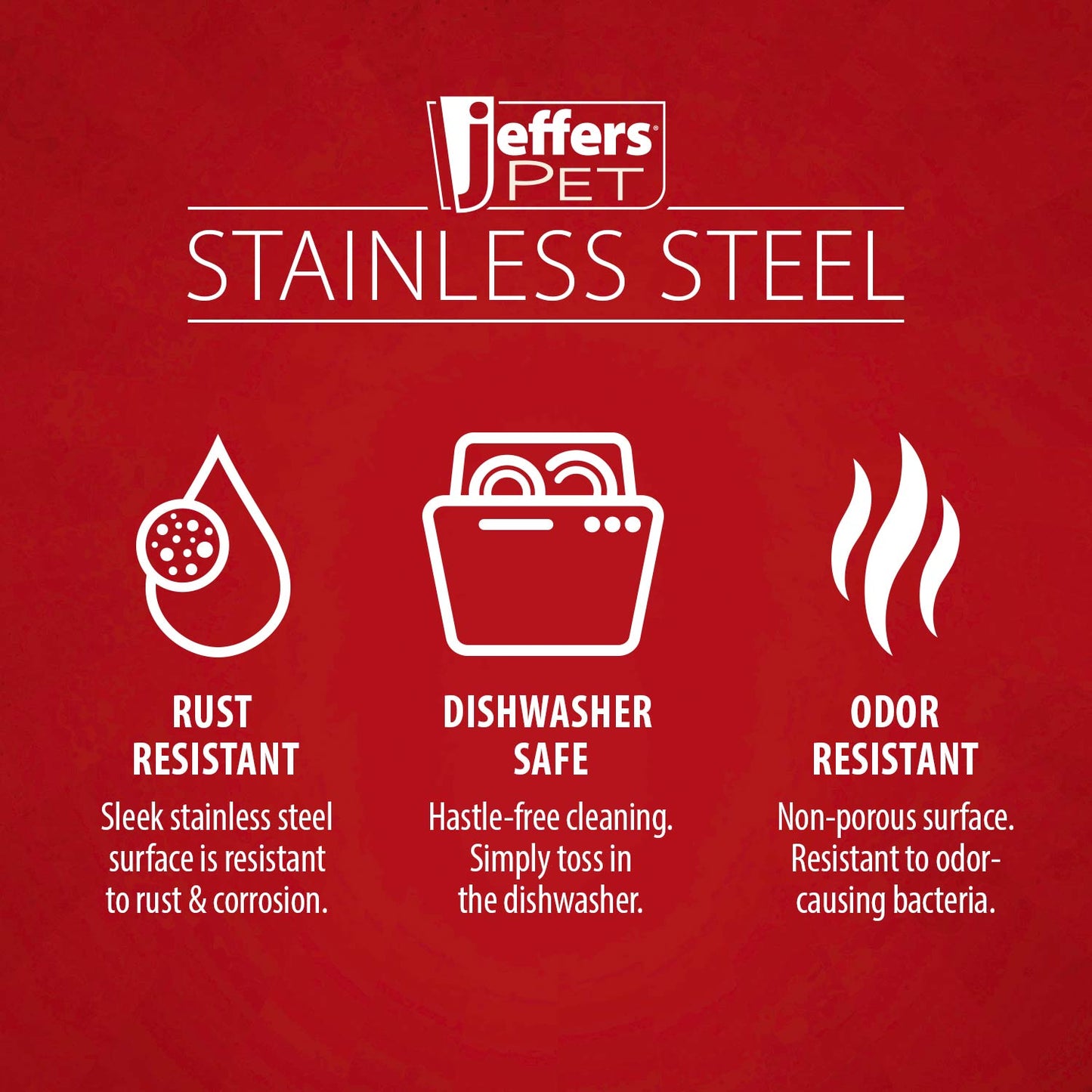 Jeffers stainless steel wide-lip pet bowl for food and water
