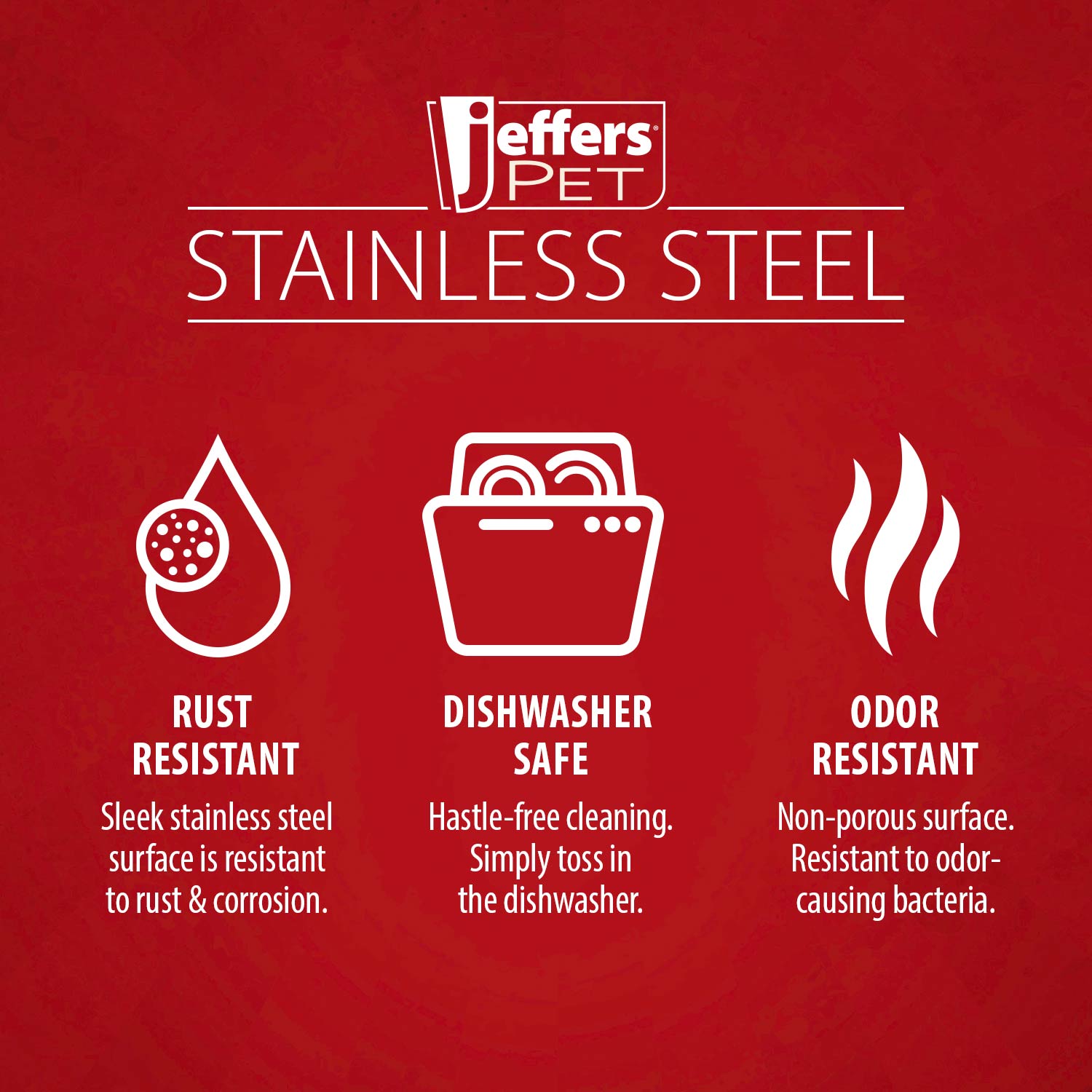 Jeffers stainless steel wide-lip pet bowl for food and water