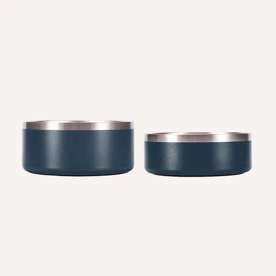 Stainless steel food and water bowl for dogs with a non-slip base