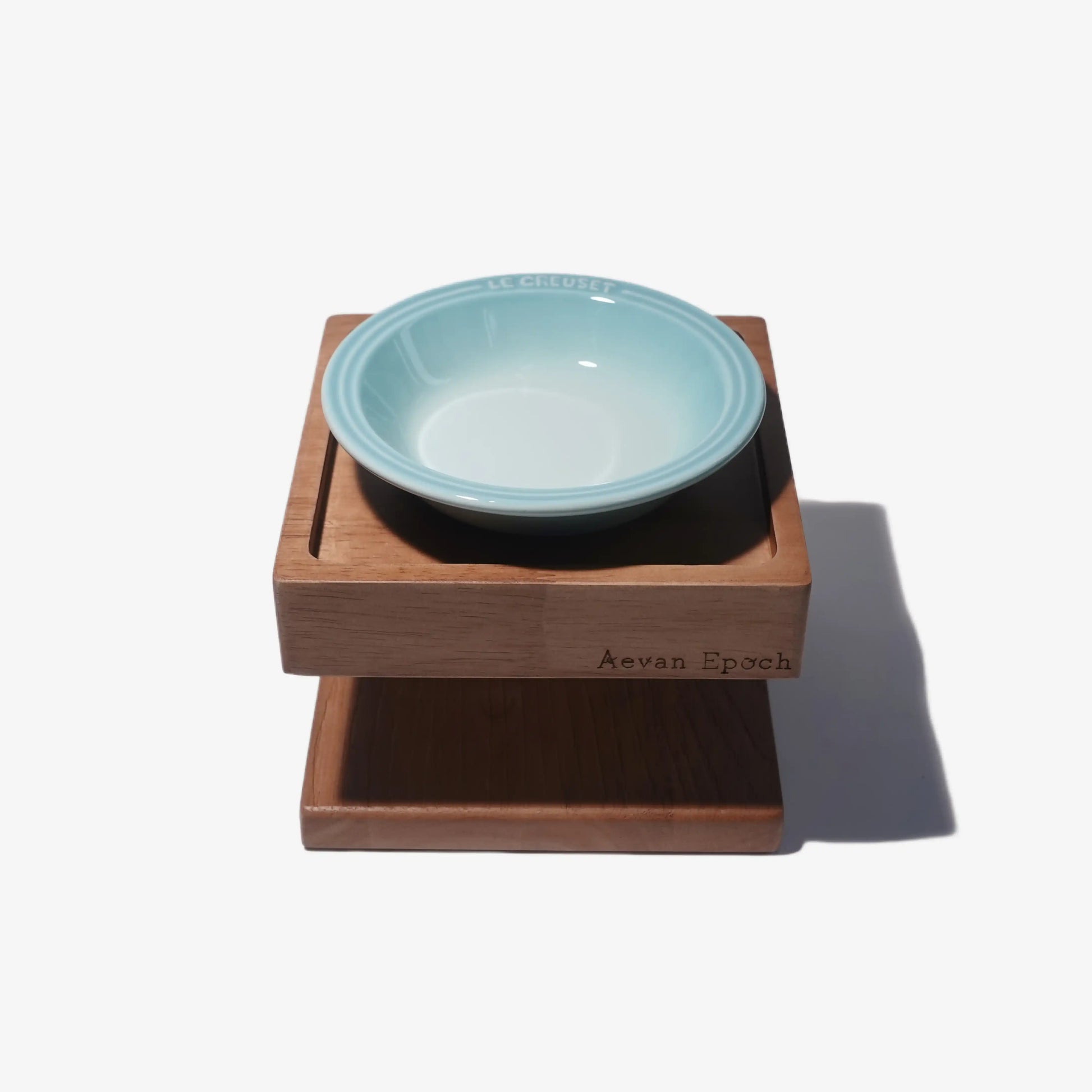 wood single pet bowl stand for a clean modern feeding station